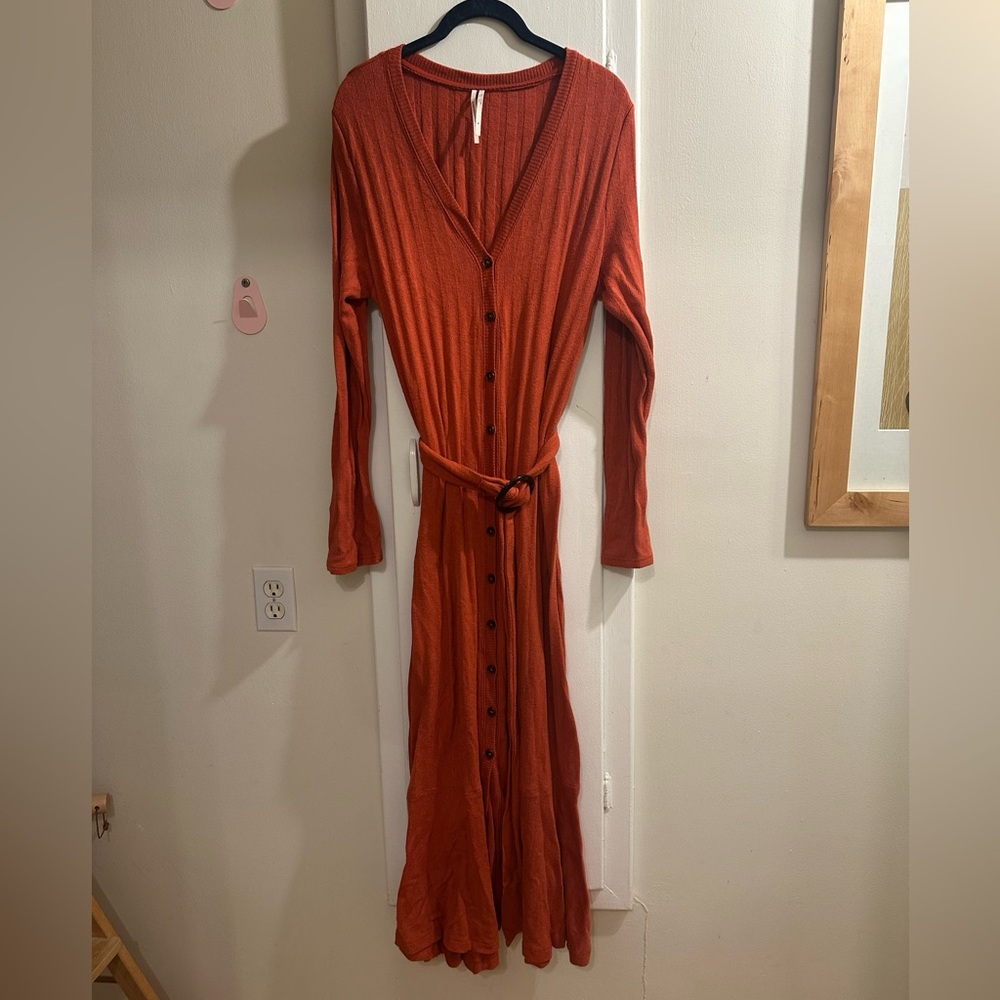 Anthropologie Terracotta Long Sleeve Knit Dress Size XL